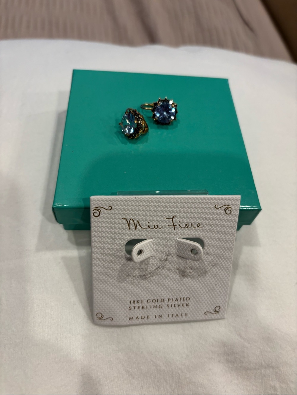 Mia Fiore Gold-Plated Blue Crystal Stud Earrings